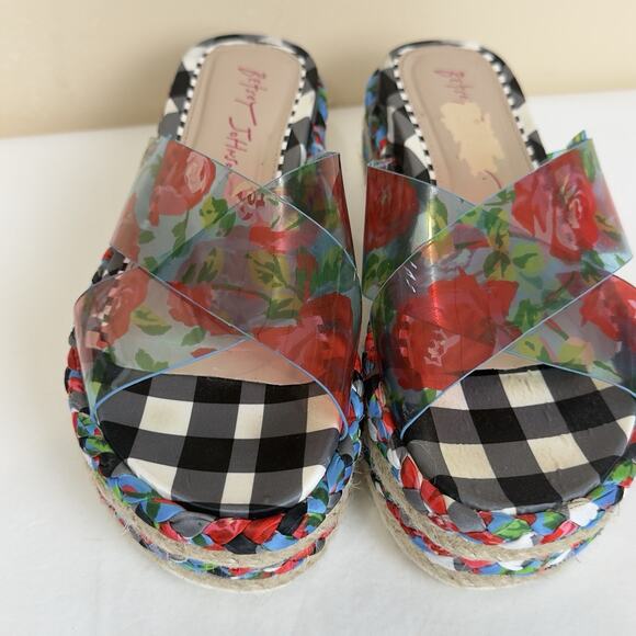 Betsey Johnson Selah Platform Sandals US 5/5.5 approx Floral Transparent Straps - Picture 4 of 12